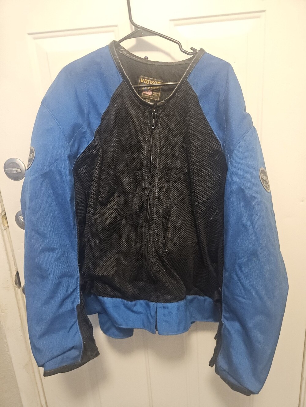 Vanson Leathers Blue And Black Mesh Motorcycle Riding Jacket